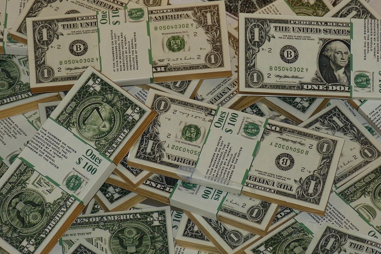 A spread of US dollar bills